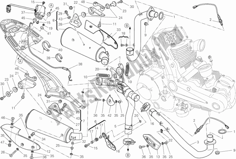 Tutte le parti per il Impianto Di Scarico del Ducati Monster 796 ABS Thailand 2014